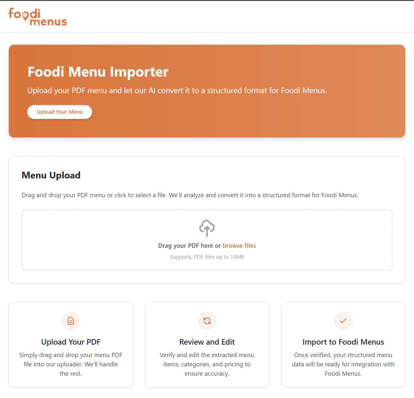 Menu AI Importer
